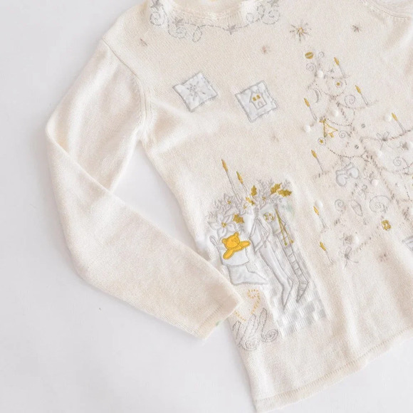 Vintage Holiday Editions Cream with Holiday Design Crewneck Sweater - Picture 9 of 14